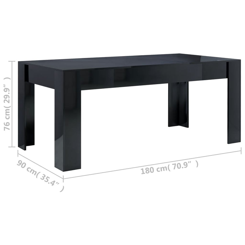 Dealsmate  Dining Table High Gloss Black 180x90x76 cm Chipboard