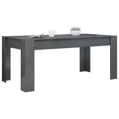 Dealsmate  Dining Table High Gloss Grey 180x90x76 cm Engineered Wood