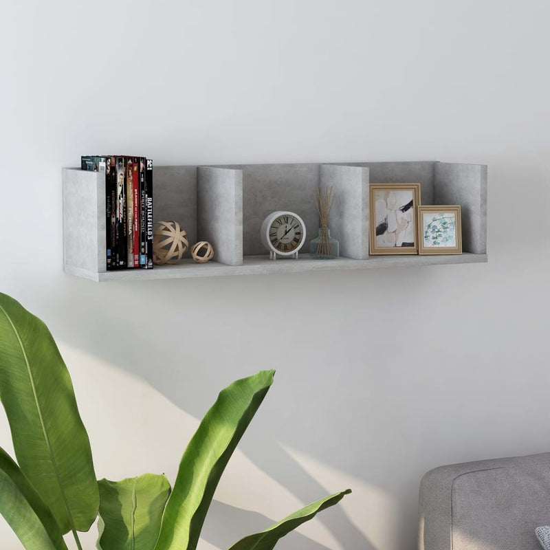 Dealsmate  CD Wall Shelf Concrete Grey 75x18x18 cm Engineered Wood