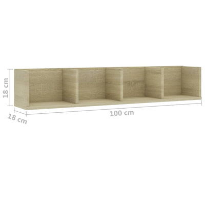 Dealsmate  CD Wall Shelf Sonoma Oak 100x18x18 cm Chipboard