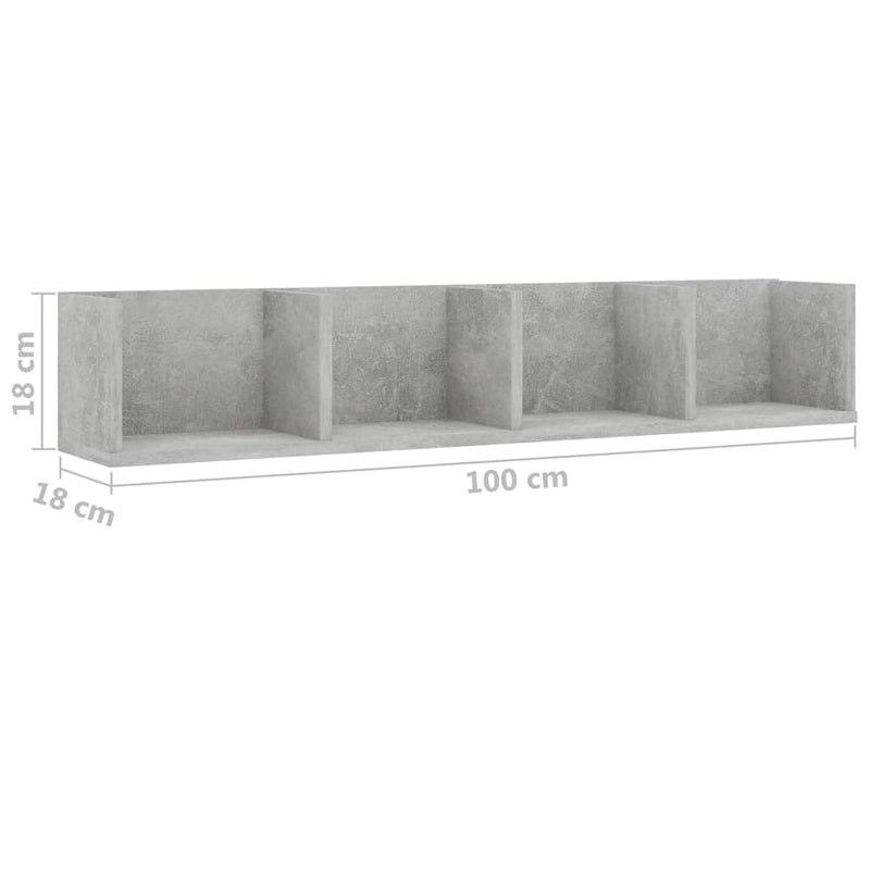 Dealsmate  CD Wall Shelf Concrete Grey 100x18x18 cm Chipboard