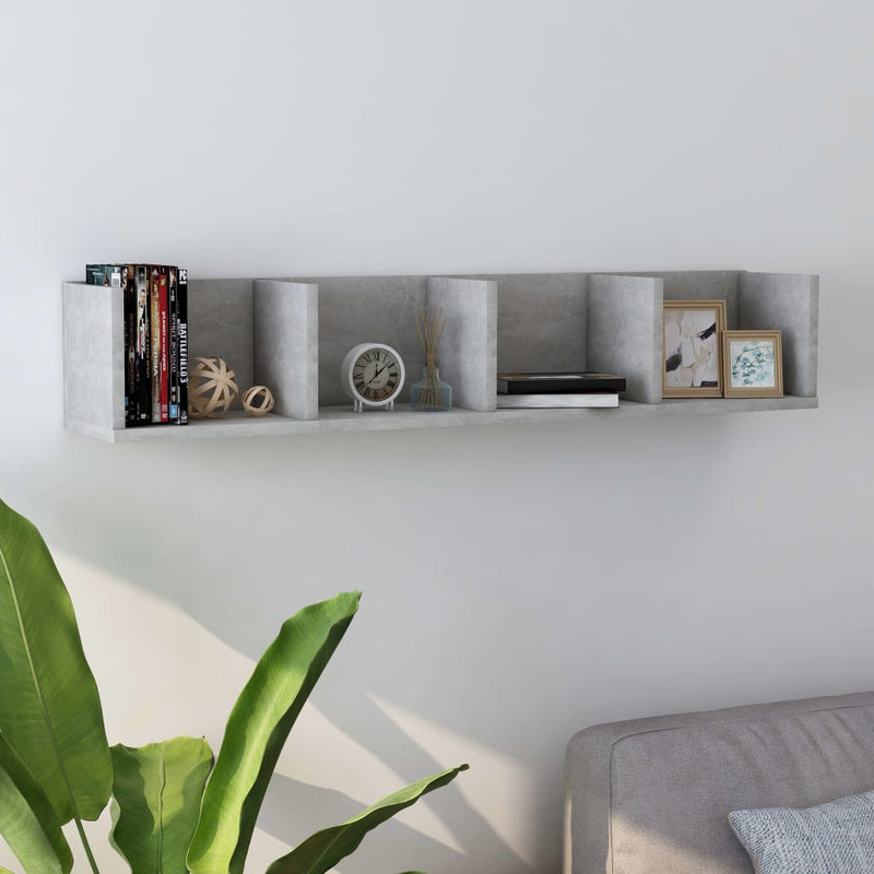 Dealsmate  CD Wall Shelf Concrete Grey 100x18x18 cm Chipboard