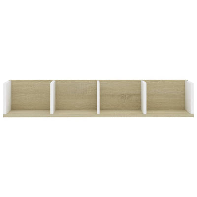 Dealsmate  CD Wall Shelf White and Sonoma Oak 100x18x18 cm Chipboard