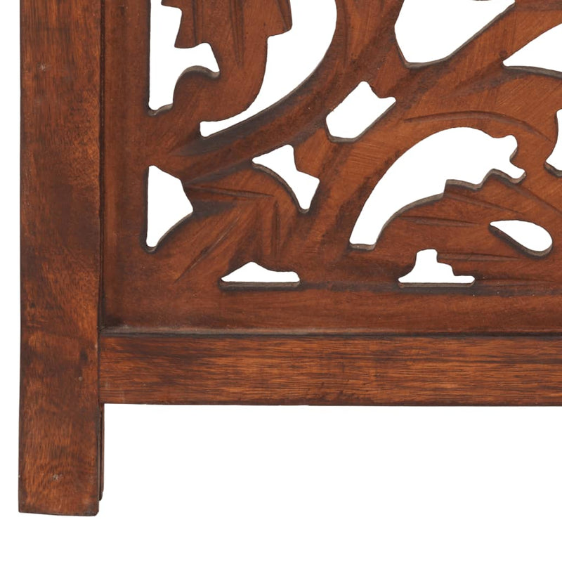 Dealsmate  Hand carved 3-Panel Room Divider Brown 120x165 cm Solid Mango Wood