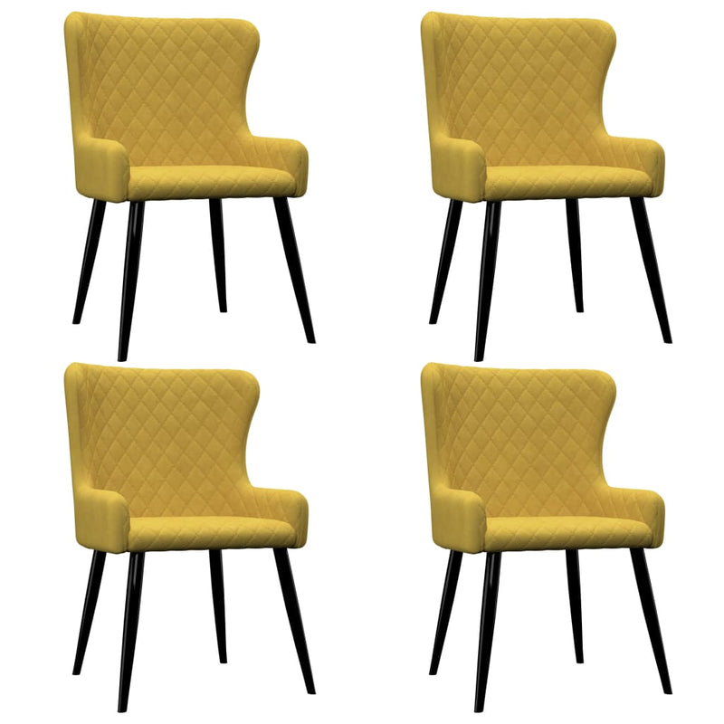 Dealsmate  Dining Chairs 4 pcs Yellow Velvet