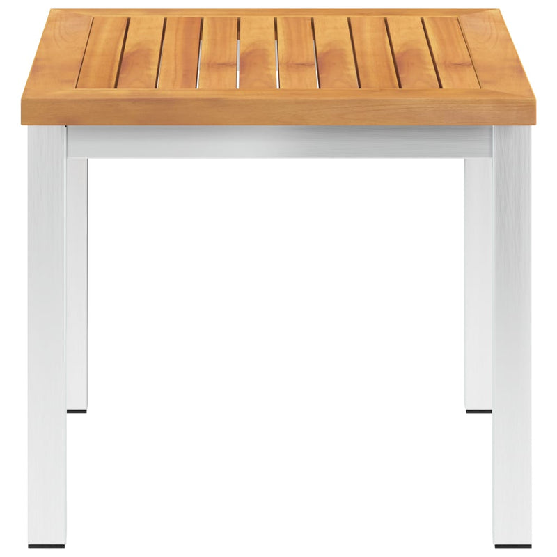 Dealsmate  Garden Side Table 45x45x38 cm Solid Acacia Wood and Stainless Steel