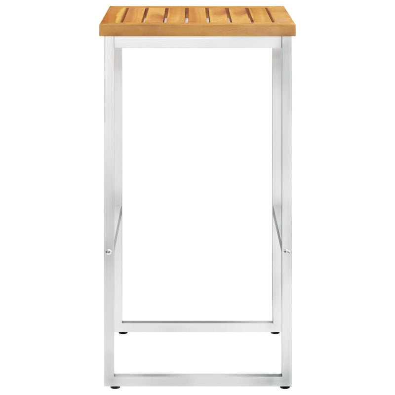 Dealsmate  Bar Stools 2 pcs Solid Acacia Wood and Stainless Steel