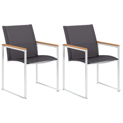 Dealsmate  Garden Chairs 2 pcs Textilene and Stainless Steel Grey