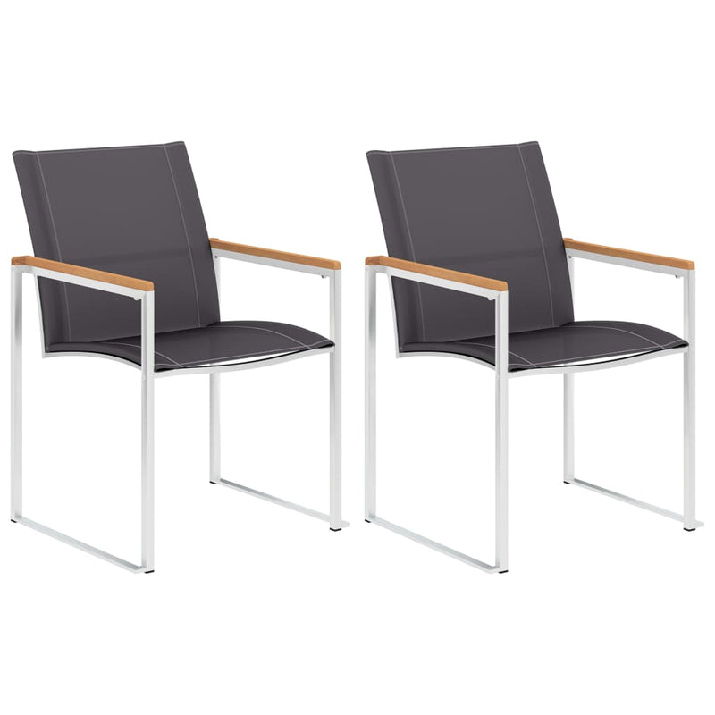 Dealsmate  Garden Chairs 2 pcs Textilene and Stainless Steel Grey