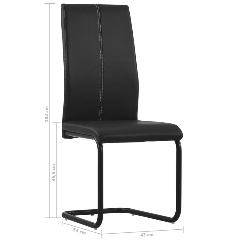 Dealsmate  Cantilever Dining Chairs 6 pcs Black Faux Leather