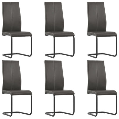 Dealsmate  Cantilever Dining Chairs 6 pcs Brown Faux Leather