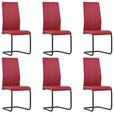 Dealsmate  Cantilever Dining Chairs 6 pcs Red Faux Leather