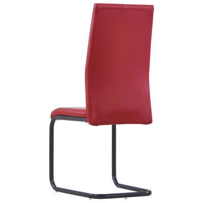 Dealsmate  Cantilever Dining Chairs 6 pcs Red Faux Leather