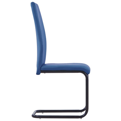 Dealsmate  Cantilever Dining Chairs 6 pcs Blue Faux Leather