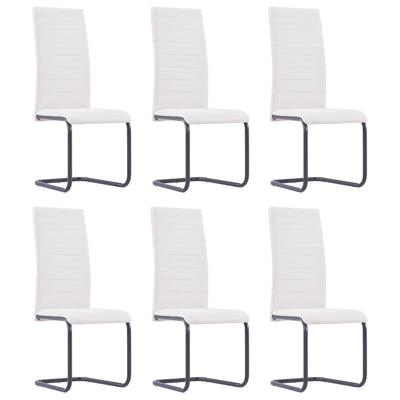 Dealsmate  Cantilever Dining Chairs 6 pcs Cream Fabric