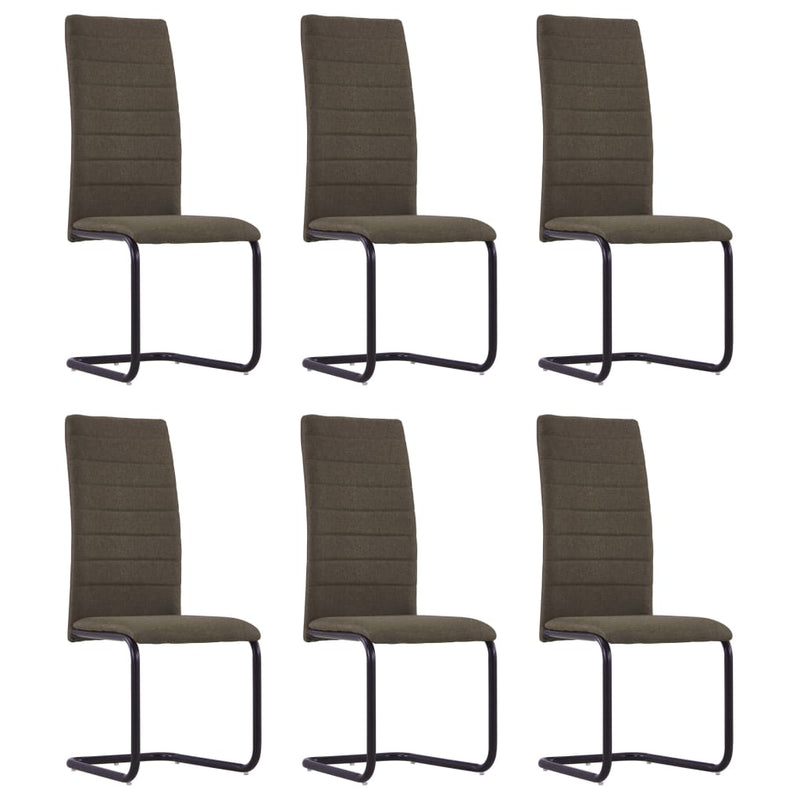 Dealsmate  Cantilever Dining Chairs 6 pcs Brown Fabric