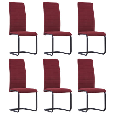 Dealsmate  Cantilever Dining Chairs 6 pcs Wine Fabric