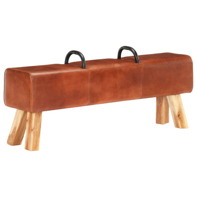 Dealsmate  Vintage Turnbock Bench with Handles Real Goat Leather