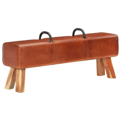 Dealsmate  Vintage Turnbock Bench with Handles Real Goat Leather