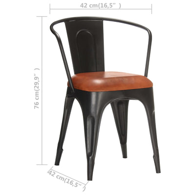 Dealsmate  Dining Chairs 2 pcs Brown Real Leather