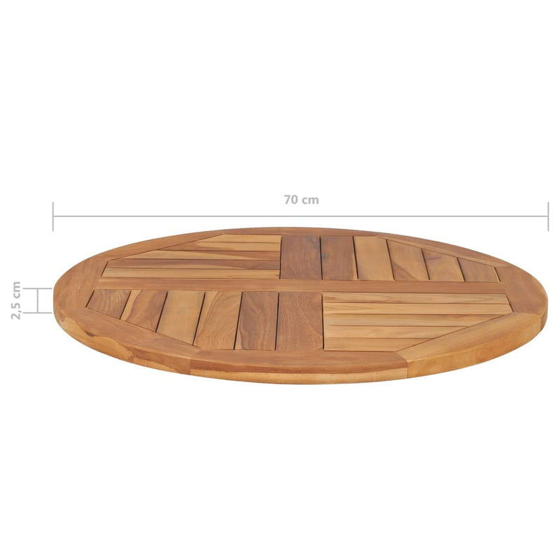 Dealsmate  Table Top Solid Teak Wood Round 2.5 cm 70 cm