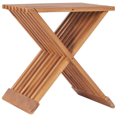 Dealsmate  Folding Stool 40x32x45 cm Solid Teak Wood