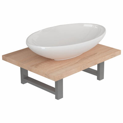 Dealsmate  Two Piece Bathroom Furniture Set Ceramic Oak