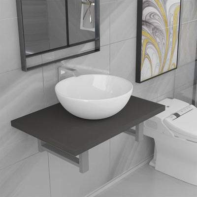 Dealsmate  Two Piece Bathroom Furniture Set Ceramic Grey