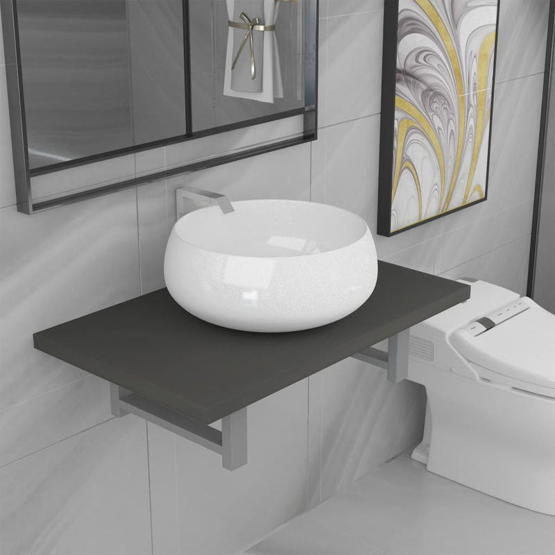 Dealsmate  Two Piece Bathroom Furniture Set Ceramic Grey