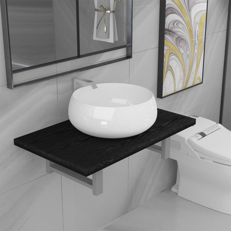 Dealsmate  Two Piece Bathroom Furniture Set Ceramic Black