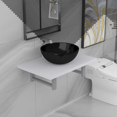 Dealsmate  Two Piece Bathroom Furniture Set Ceramic White
