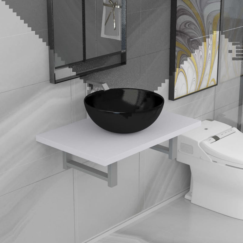 Dealsmate  Two Piece Bathroom Furniture Set Ceramic White