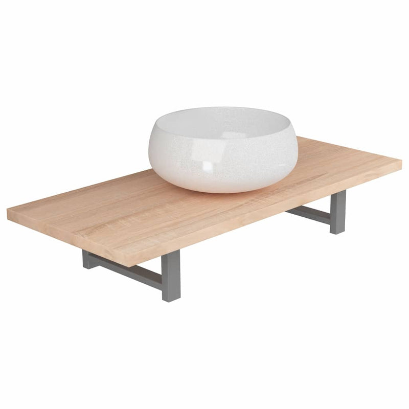 Dealsmate  Two Piece Bathroom Furniture Set Ceramic Oak