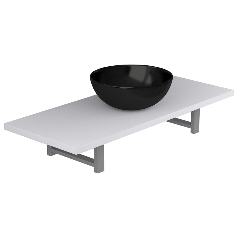 Dealsmate  Two Piece Bathroom Furniture Set Ceramic White