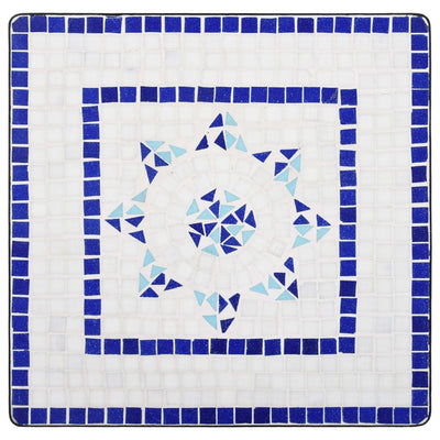Dealsmate  3 Piece Mosaic Bistro Set Ceramic Tile Blue and White