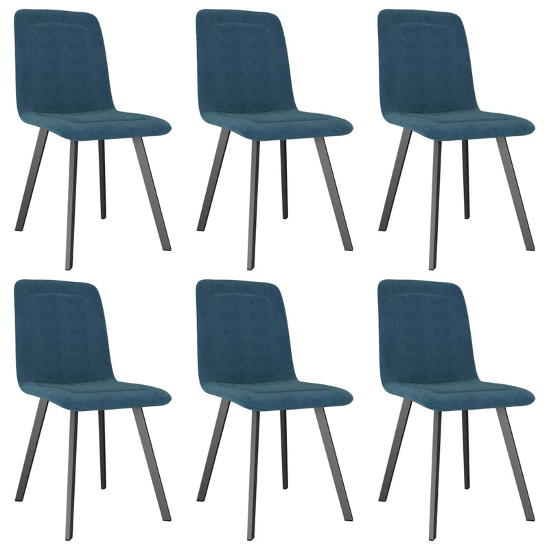 Dealsmate  Dining Chairs 6 pcs Blue Velvet