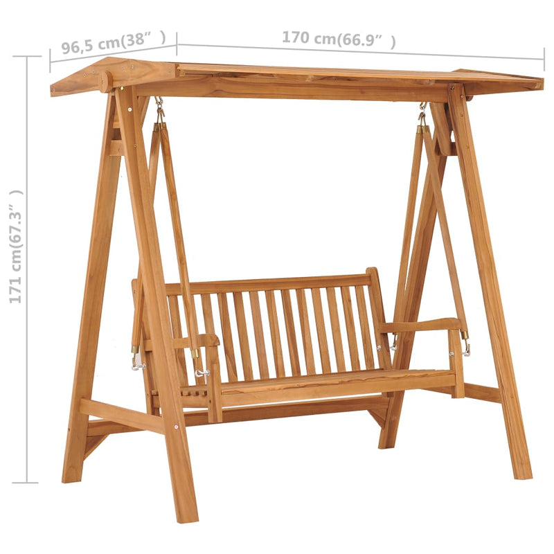 Dealsmate  Swing Bench 170 cm Solid Teak Wood