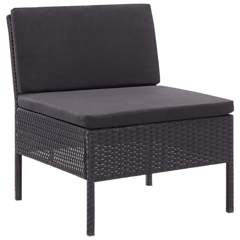 Dealsmate  3 Piece Garden Lounge Set with Cushions Poly Rattan Black