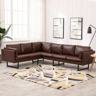 Dealsmate  Corner Sofa Faux Leather Brown