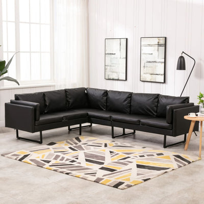 Dealsmate  Corner Sofa Faux Leather Black