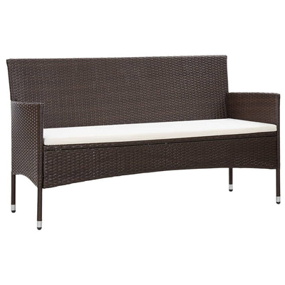 Dealsmate  3-Seater Garden Sofa with Cushions Brown Poly Rattan
