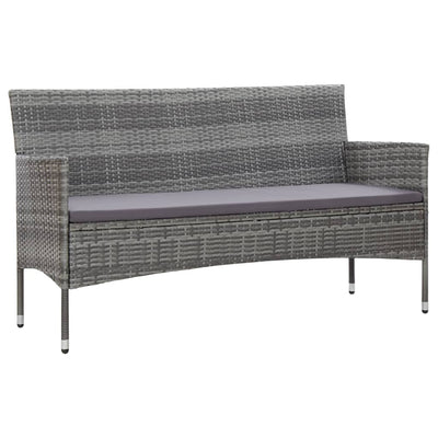 Dealsmate  3-Seater Garden Sofa with Cushions Grey Poly Rattan