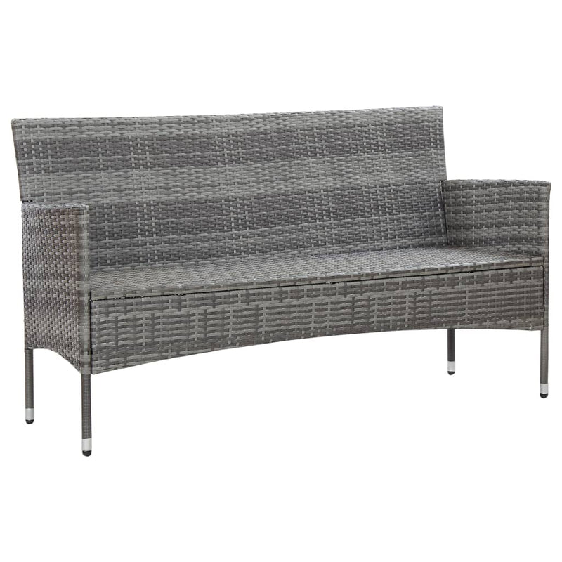 Dealsmate  3-Seater Garden Sofa with Cushions Grey Poly Rattan