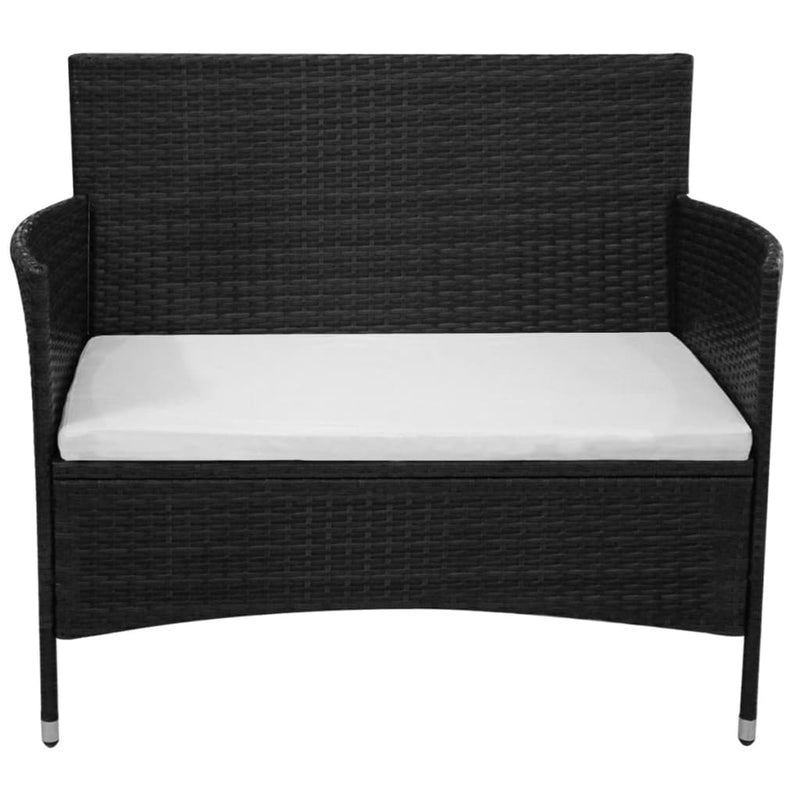 Dealsmate  Garden Bench with Cushion Poly Rattan Black