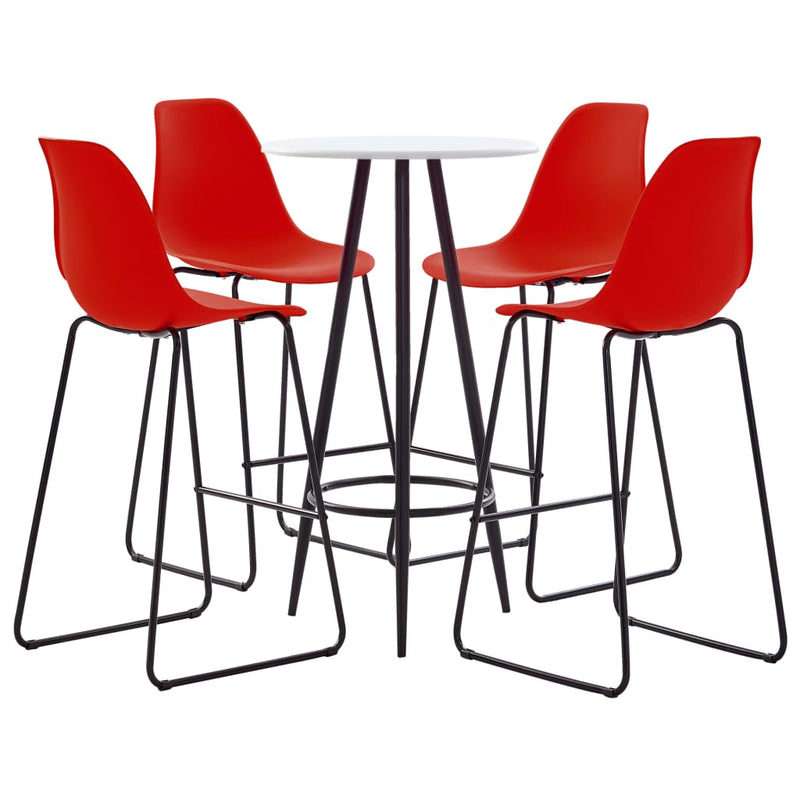 Dealsmate  5 Piece Bar Set Plastic Red