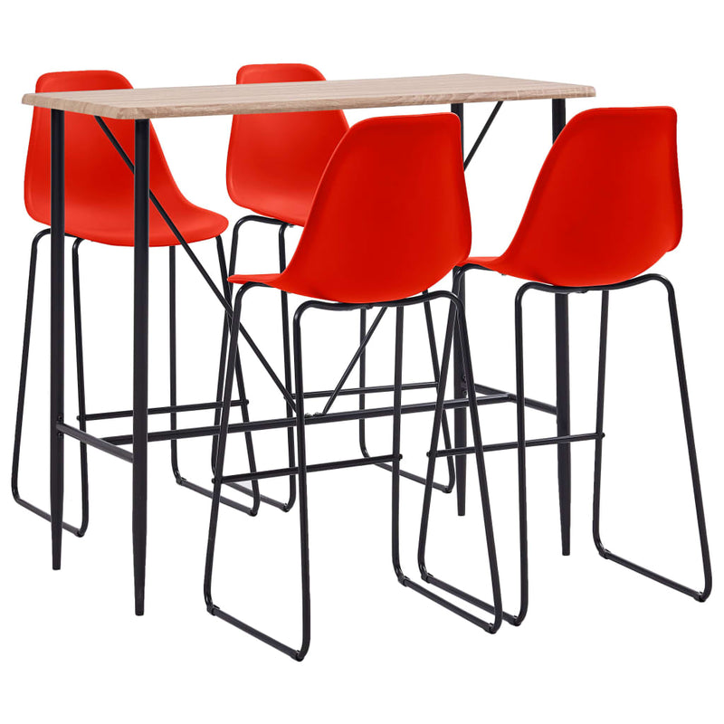 Dealsmate  5 Piece Bar Set Plastic Red