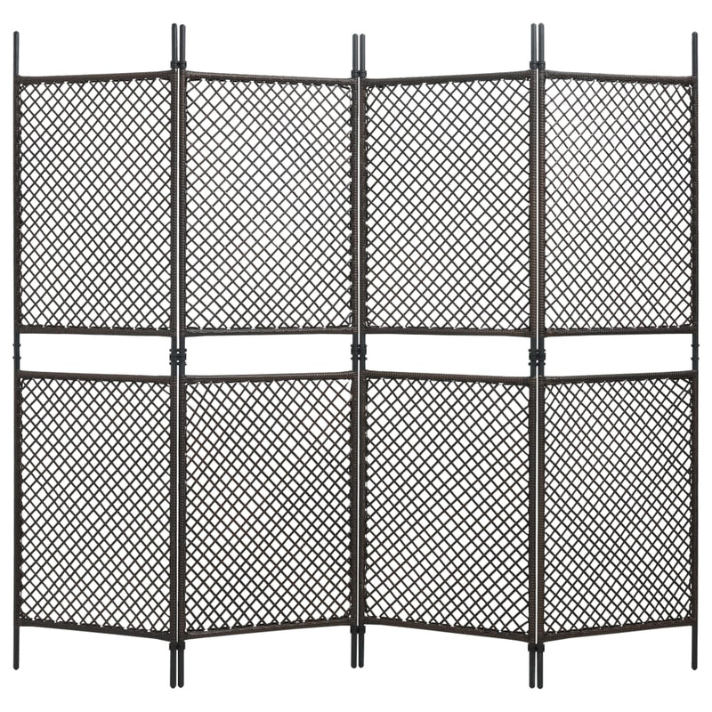 Dealsmate  4-Panel Room Divider Poly Rattan Brown 240x200 cm