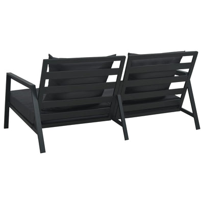 Dealsmate  Garden 2-Seater Sofa with Cushions Dark Grey Aluminium
