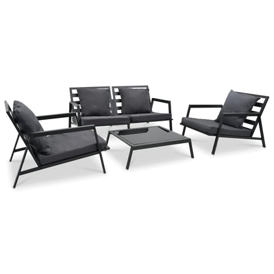 Dealsmate  4 Piece Garden Lounge Set with Cushions Aluminium Dark Grey
