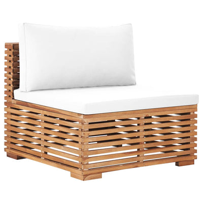 Dealsmate  Garden Middle Sofa with Cream Cushion Solid Teak Wood